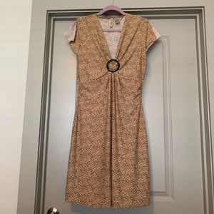 Brown and tan v-neck dress